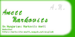 anett markovits business card